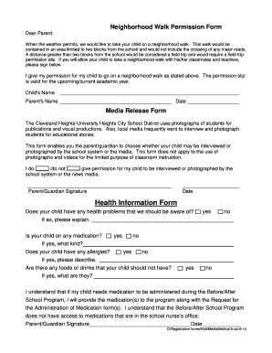 Neighborhood Walk Permission Form