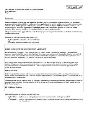 University of Texas School of Law Juris Doctor Application