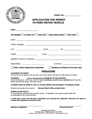 Application for Vehicle Parking Permit