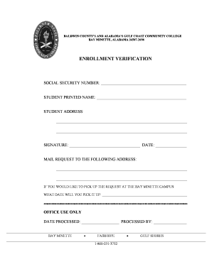 Alabama Gulf Coast Community College Enrollment Verification