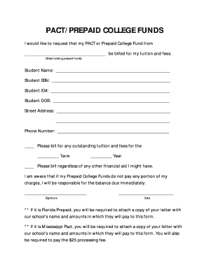 Prepaid College Fund Tuition Billing Request