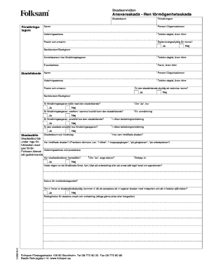 Swedish Property Damage Claim Form