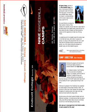 Nike Baseball Camp Application Form
