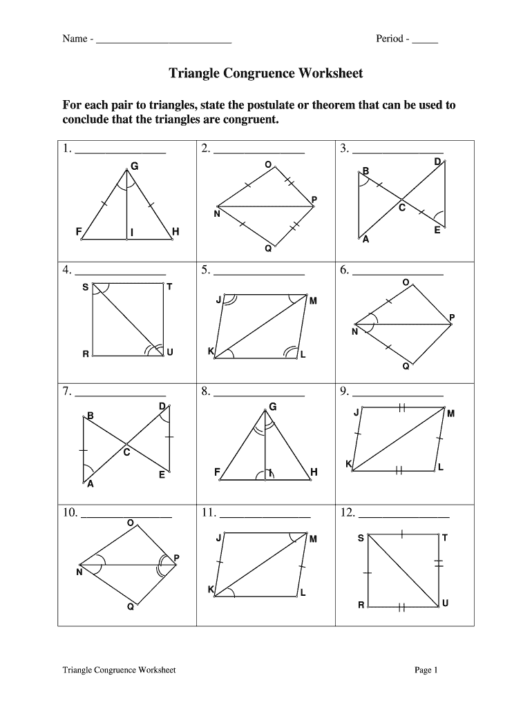 Triangle Congruence Worksheet - Fill Online, Printable, Fillable With Congruent Triangles Worksheet With Answer