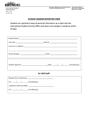 Student Address Reporting Form
