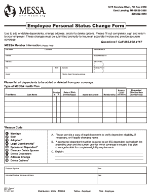 Employee Personal Status Change Form