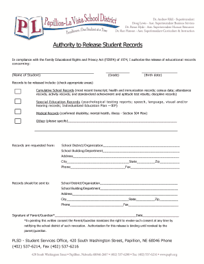 Authority to Release Student Records