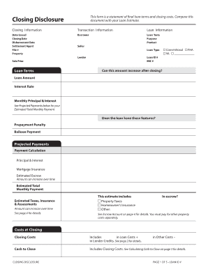 Closing Disclosure Form