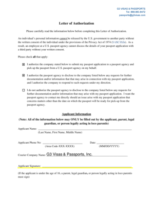 US Passport Application Authorization Letter