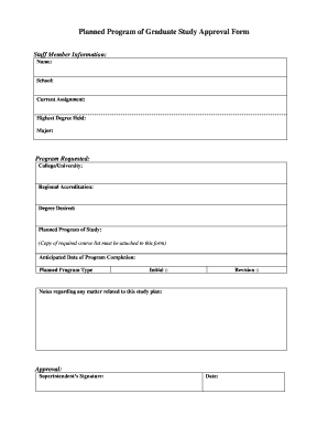 Planned Program of Graduate Study Approval Form