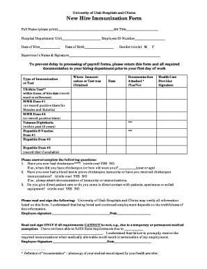 New Hire Immunization Form