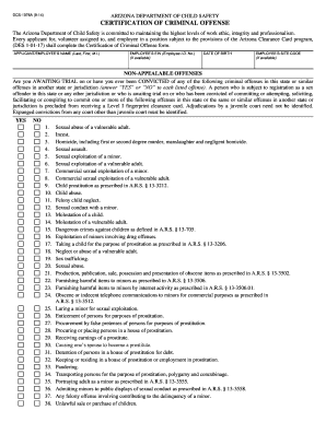 Arizona Certification of Criminal Offense