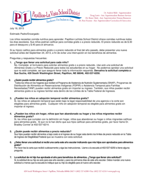 Solicitud de Alimentos Escolares Gratis o a Precio Reducido
