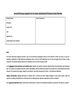 Annual Performance Appraisal Form for Senior