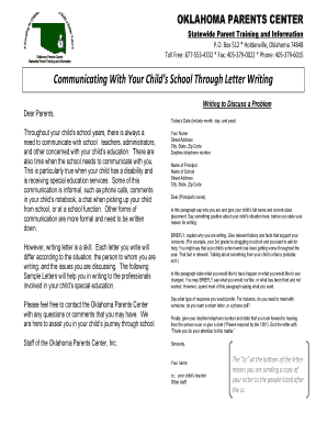 Oklahoma Parents Center Communication Templates