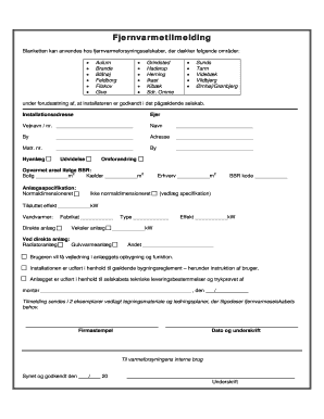 District Heating Connection Form