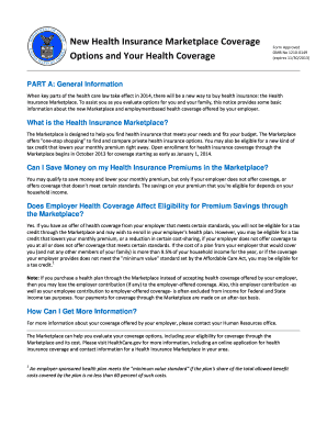 Health Insurance Marketplace Coverage Notice