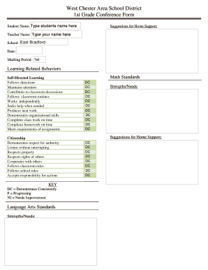 1st Grade Conference Form