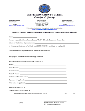 Texas Vital Records Authorization Form