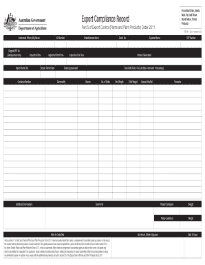 Export Compliance Record for Plants and Plant Products