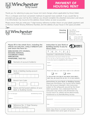 Winchester City Council Housing Rent Payment Form