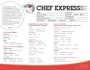 Chef Express Meal Order Form