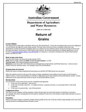 Return of Grains Levy Form