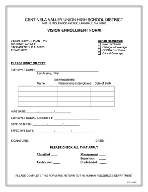Vision Enrollment Form