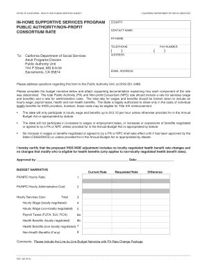 California In-Home Supportive Services Rate Request Form
