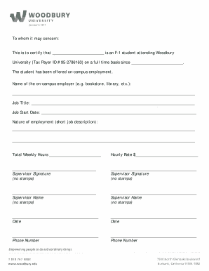 F-1 Student On-Campus Employment Certification