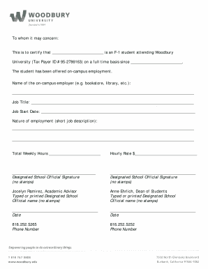 F-1 Student On-Campus Employment Certification