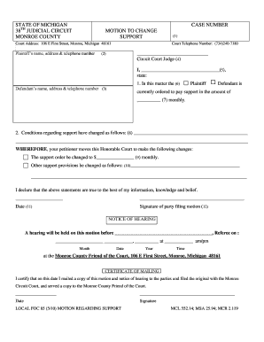 Michigan Motion to Change Support