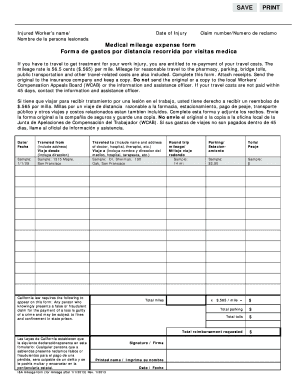California Medical Mileage Expense Form