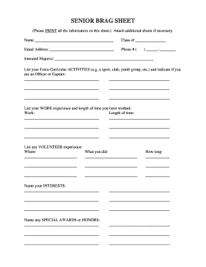Senior Brag Sheet