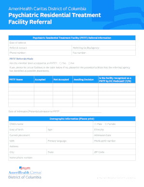 Psychiatric Residential Treatment Facility Referral