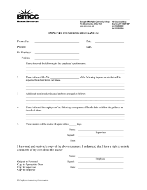 Employee Counseling Memorandum