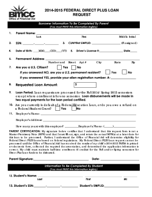 Federal Direct PLUS Loan Request Form