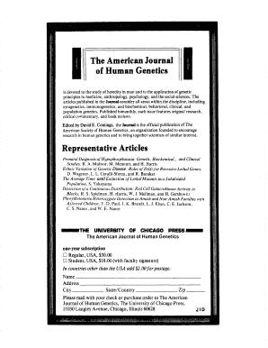 American Journal of Human Genetics Subscription Form