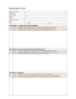 Teacher Observation Form