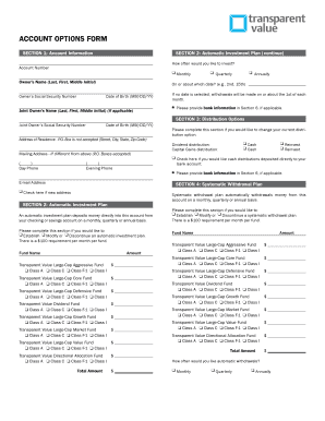 Transparent Value Funds Account Options Form