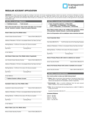Regular Account Application