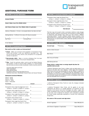 Transparent Value Funds Additional Purchase Form