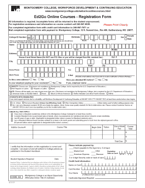 Montgomery College Ed2Go Online Course Registration Form