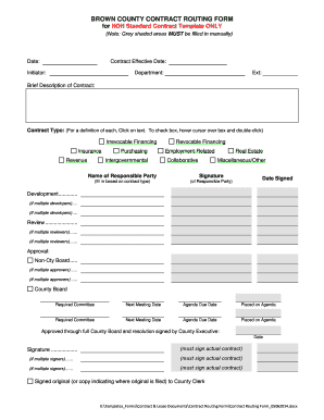 BROWN COUNTY CONTRACT ROUTING FORM for NON Standard