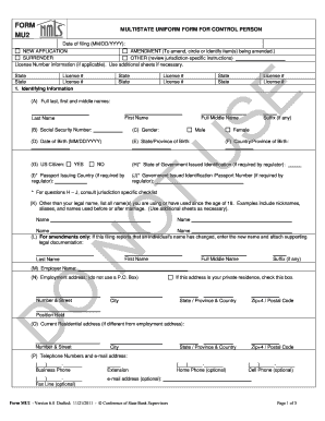 Multistate Uniform Form for Control Person MU2