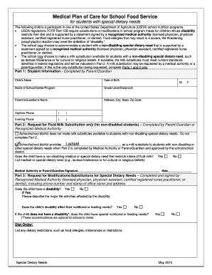 USDA Special Dietary Needs Form