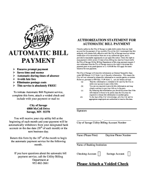 Authorization Statement for Automatic Bill Payment