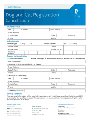 Dog and Cat Registration Cancellation Form