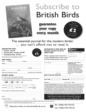British Birds Subscription Form