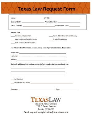 Texas Law Request Form